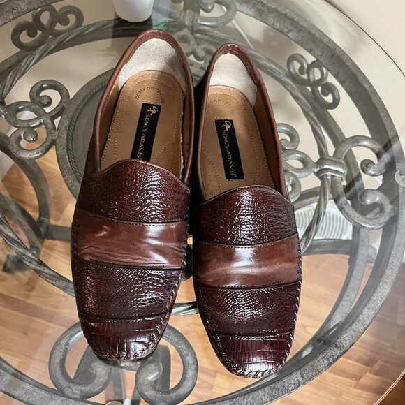 Stacy Adams Loafers Slip On Mens Size 10 M Brown Leather Snake Print Made Brazil - Picture 4 of 10